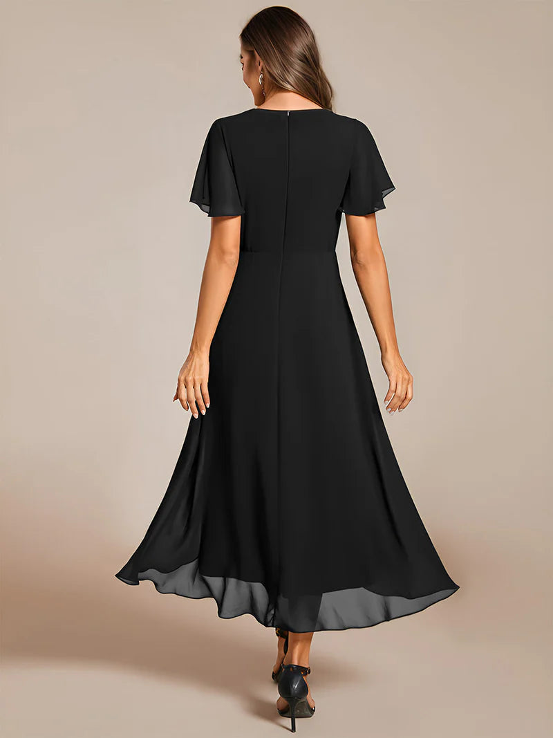 Midi Chiffon Ruffled Short Sleeve - TORY