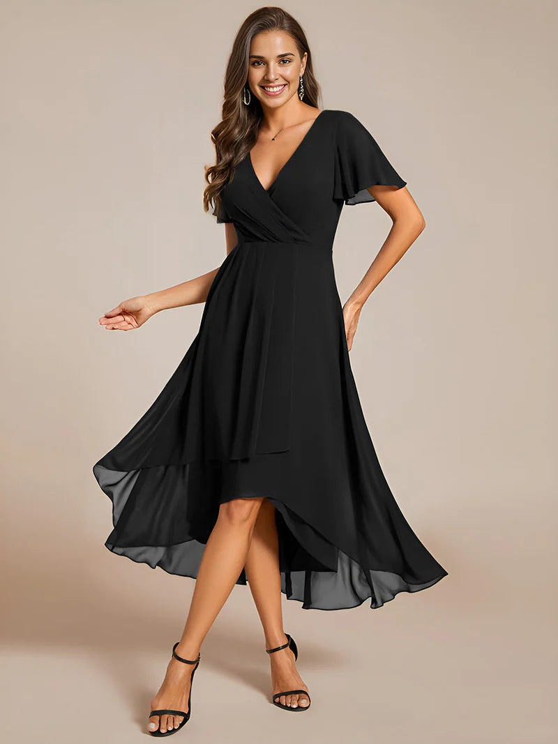 Midi Chiffon Ruffled Short Sleeve - TORY