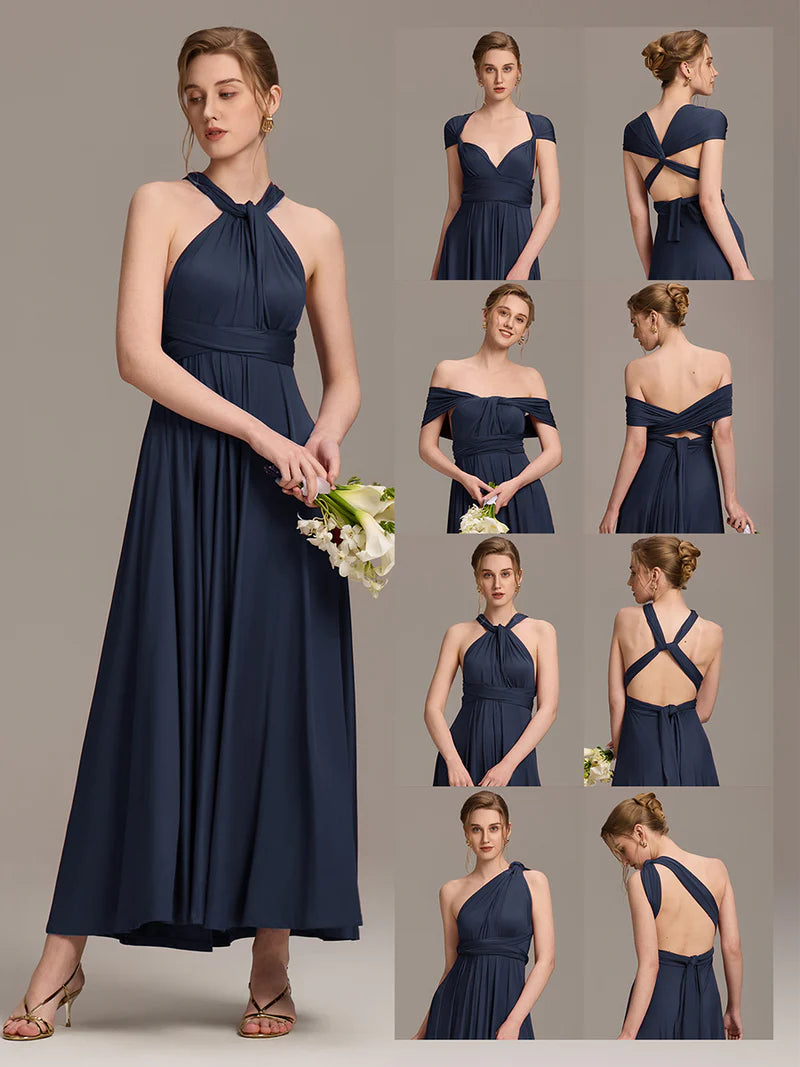 Navy Blue infinity multiway bridesmaid or formal dress with tube top.