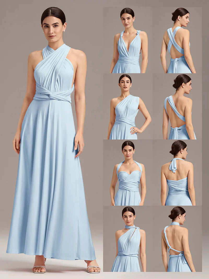 Sky Blue infinity multiway bridesmaid or formal dress with tube top.