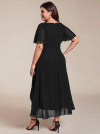 Black plus size mother of the bride chiffon midi dress.