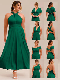 Dark Green plus size infinity multiway bridesmaid dress with tube top.