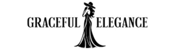 Logo of 'Graceful Elegance' with a silhouette of a woman in a gown and hat.