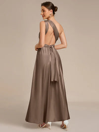 Mocha infinity multiway bridesmaid or formal dress with tube top.