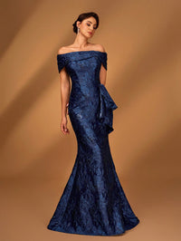 RENEE - Off Shoulder Jacquard Satin